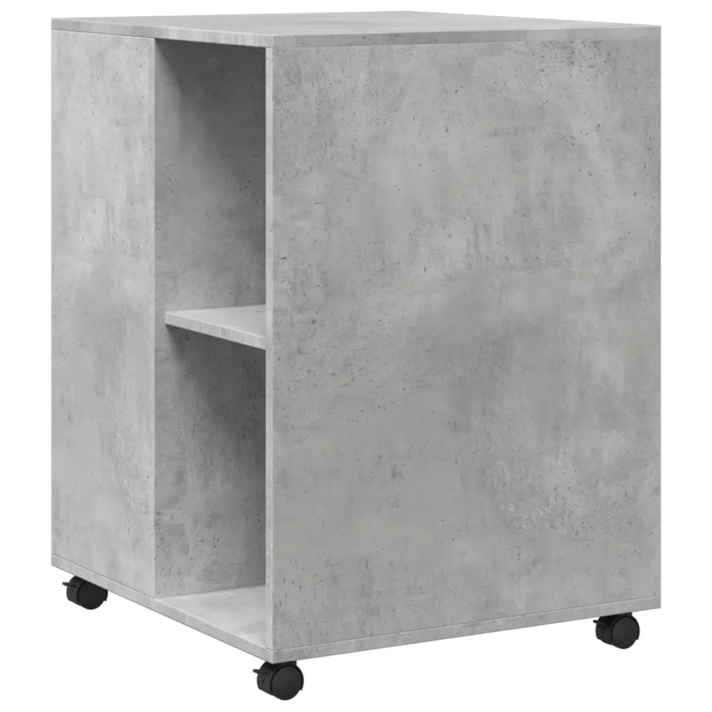 Tavolino con Ruote-Tavolino da soggiorno-Tavolo Grigio Cemento 55x60x78 cm in Truciolato