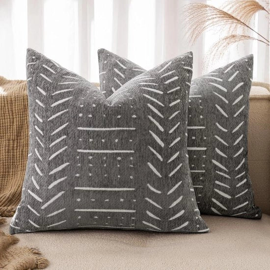 Coprioggetti decorativi in chenille moderni per divano o salotto con chiusura invisibile 45 x 45 cm 2 pezzi B-luce grigio chiaro