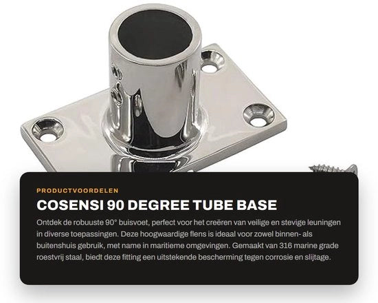 Flangia 90° - Base Circolare - Acciaio Inossidabile 316 - Anticorrosivo - Inclusa 4 Viti in Legno - Finitura Elevata - Bevitrice di Corrimano