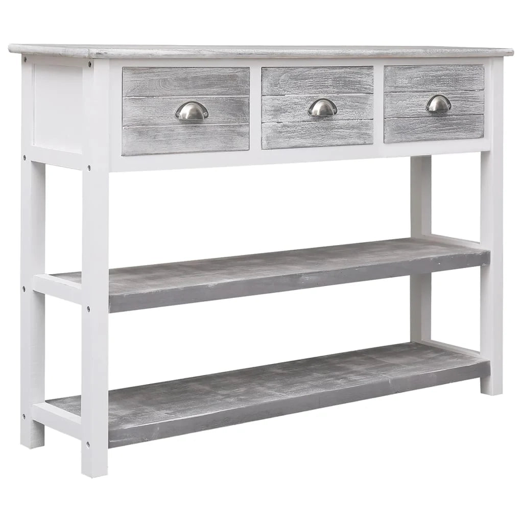Buffet credenza cassettiera armadio mobile contenitore organizer cucina soggiorno stile antico 108 x 30 x 76 cm legno massello di Paulownia grigio 02_0031812