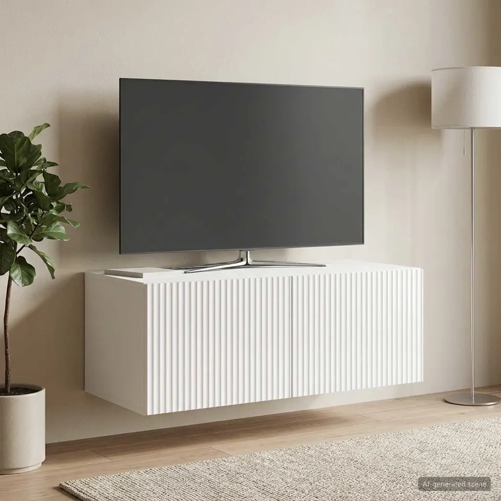 Mobile Porta TV da Muro Bianco Lucido 78,5 x 41 x 30 cm 898519
