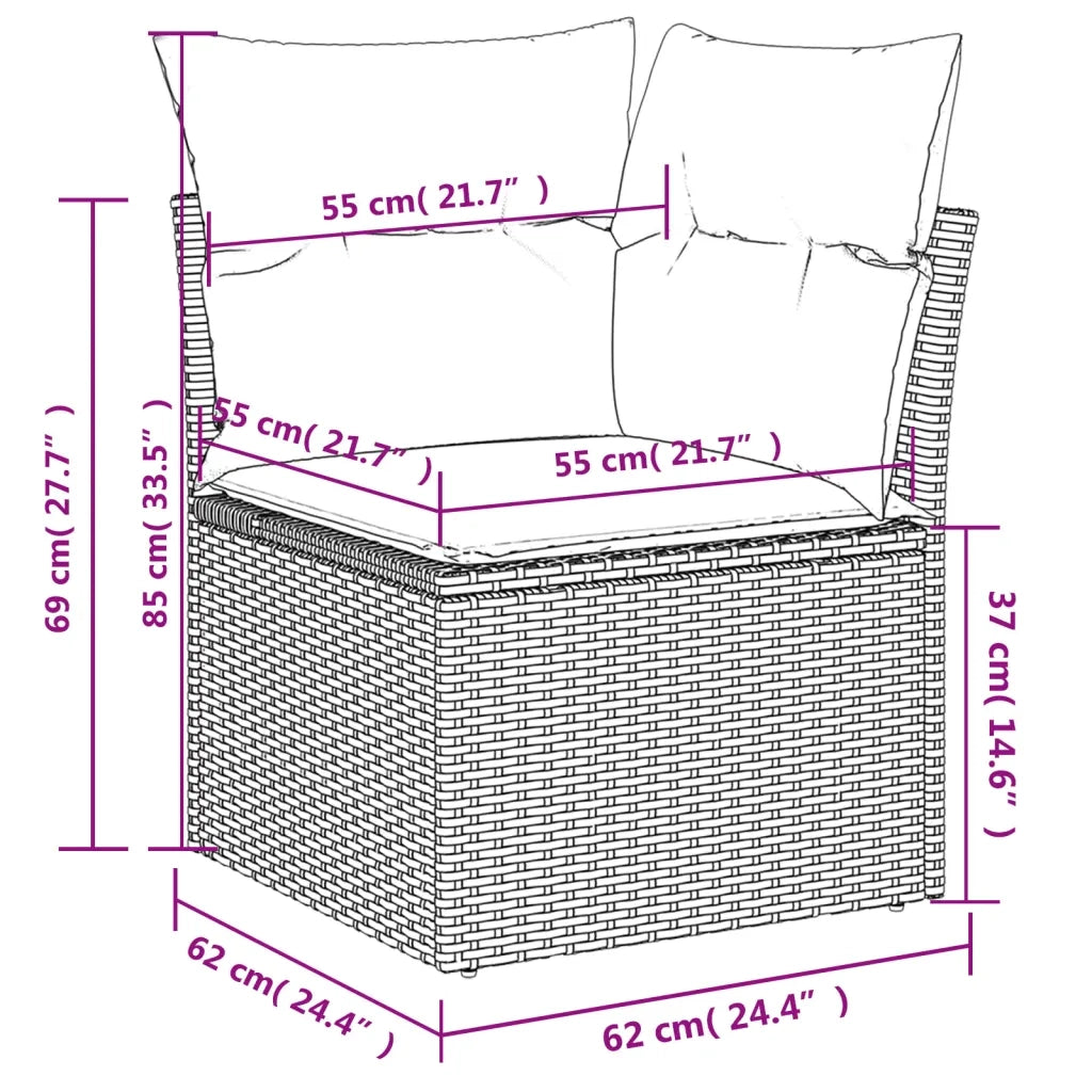 Set Divani da Giardino 5 pz con Cuscini in Polyrattan Nero 3222545
