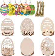 Paashangers in legno 30 pezzi - Disegno graffiti - 6 x 8 x 0,2 cm - Snippers di legno naturale non lavorati per uova di Pasqua - Decorazioni di Pasqua DIY - Decorazioni appese di Pasqua - Decorazioni festive ecologiche in legno