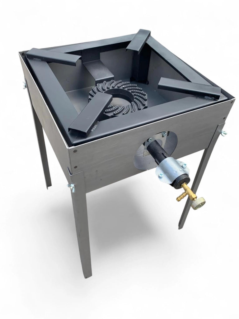 Supporto in Ferro per Fornellone a Gas, 41x41x63,5 cm H, Struttura con Gambe in Ferro CON fornellone