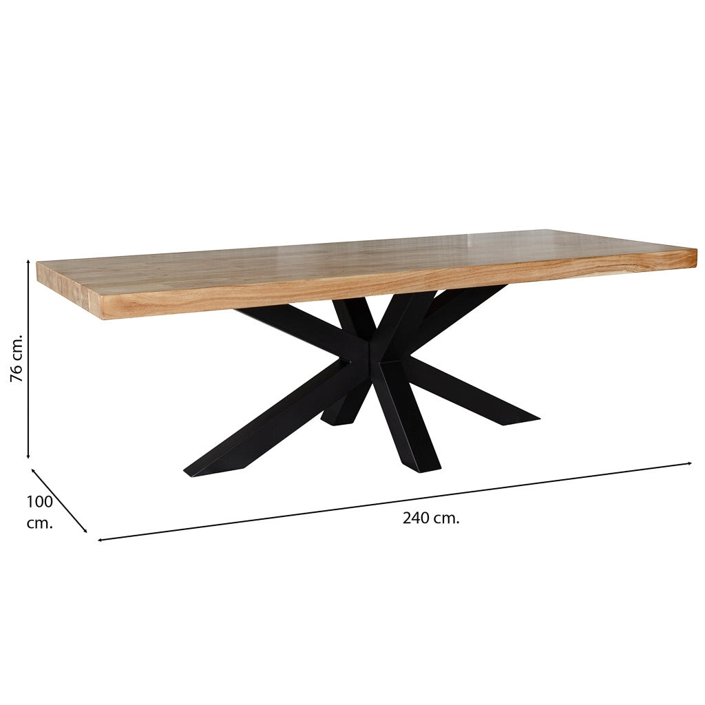 Tavolo da pranzo in legno marrone con gambe in ferro 240x100x76h cm