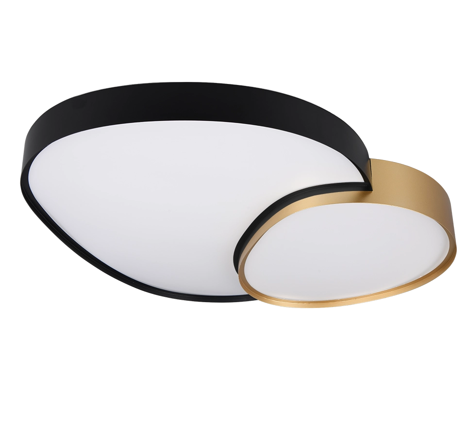 Plafoniera LED forma organica, metallo, nero e oro, L 77 cm, Rise