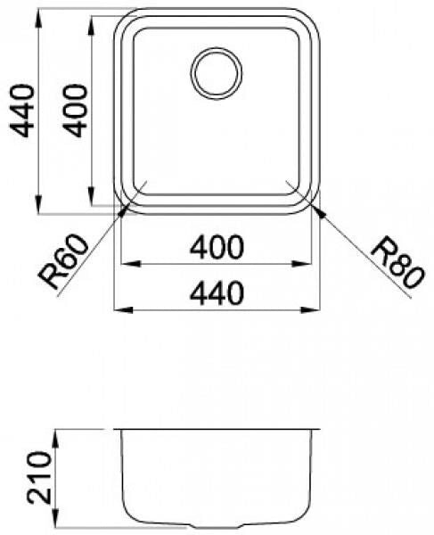 Elleci Space 400 R50 Lavello sottopiano Quadrato Acciaio inossidabile