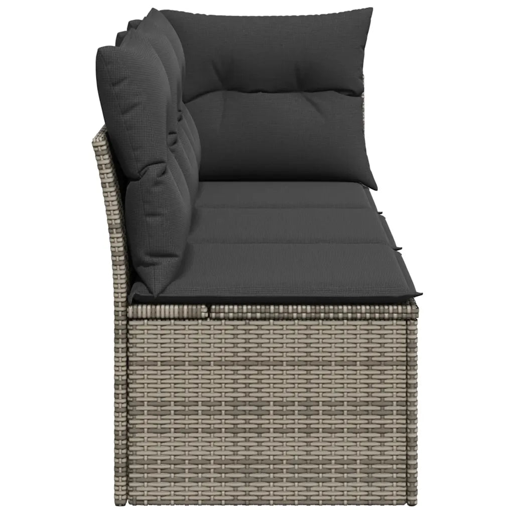 Divano da Giardino con Cuscini 3 Posti-Sofa da Giardino-Divano da esterno Grigio in Polyrattan 641262