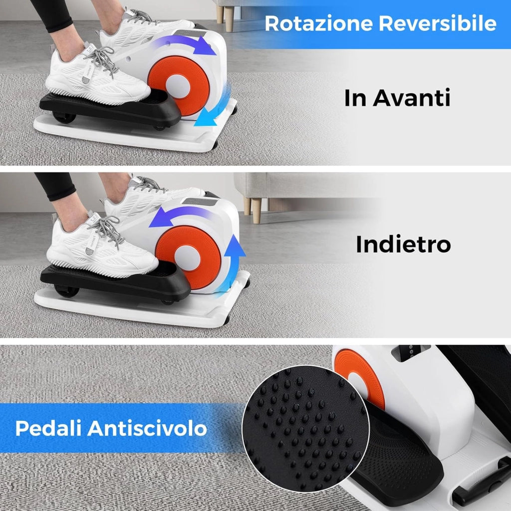 Pedaliera Elettrica Ellittica da Scrivania, Cyclette da Seduti per Gambe per Anziani con Monitor Display, Controllo Remoto, Esercitatore Silenzioso e Portatile per Casa e Ufficio