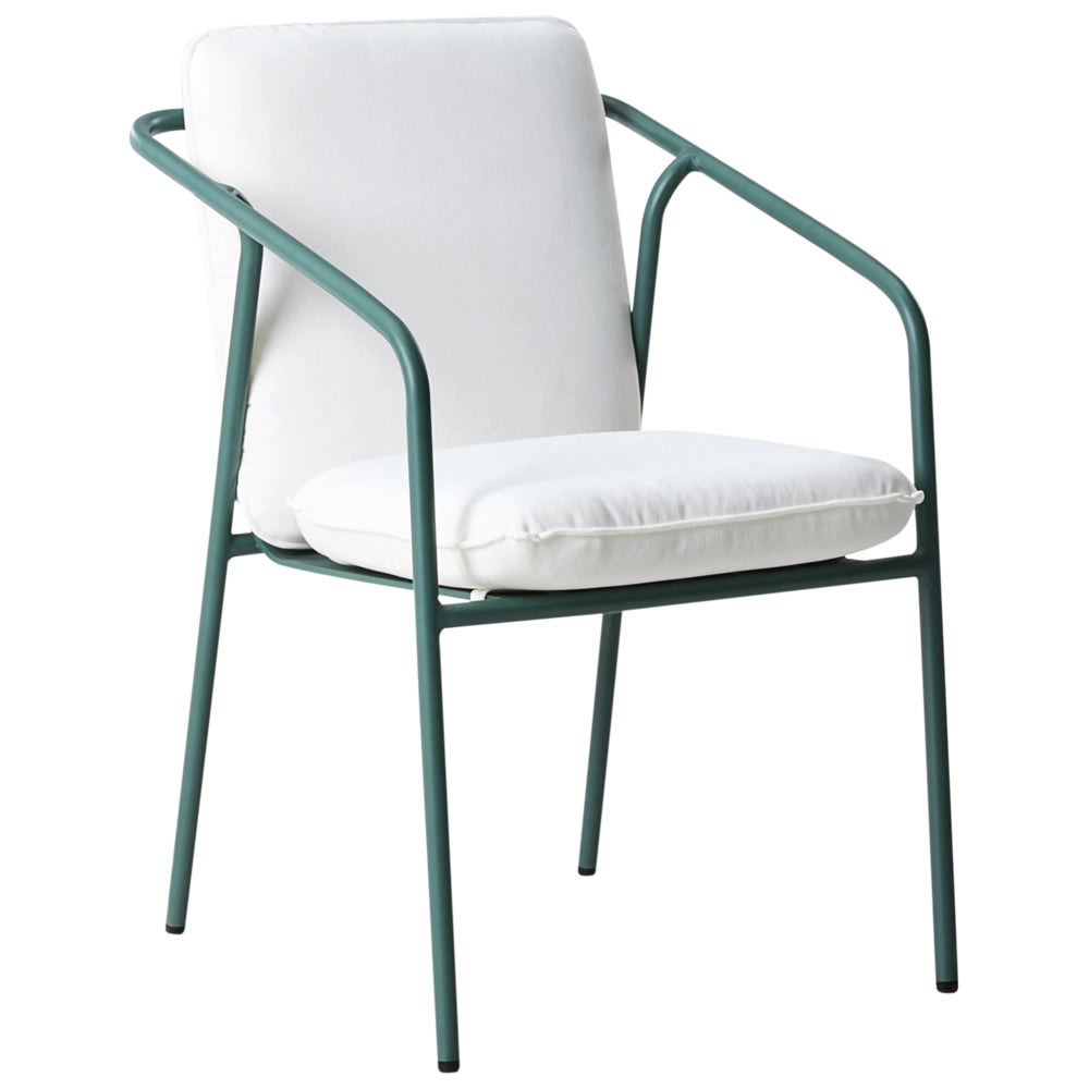 Set di 4 sedie da giardino con cuscini Finitura verniciata a polvere Alluminio impilabile Metallo verde