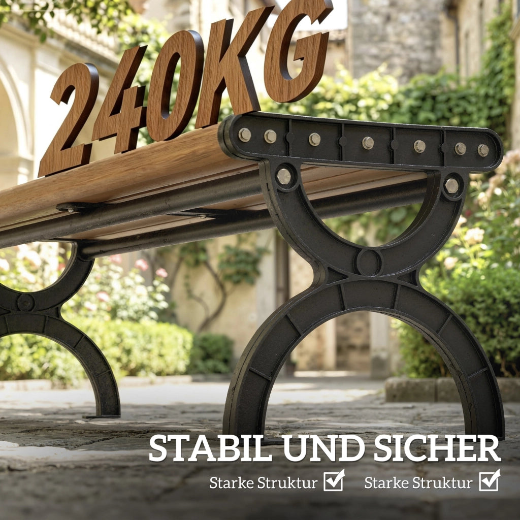 Panchina da Giardino 2 Posti ¨C Zephmum ¨C Legno e Metallo Grigio