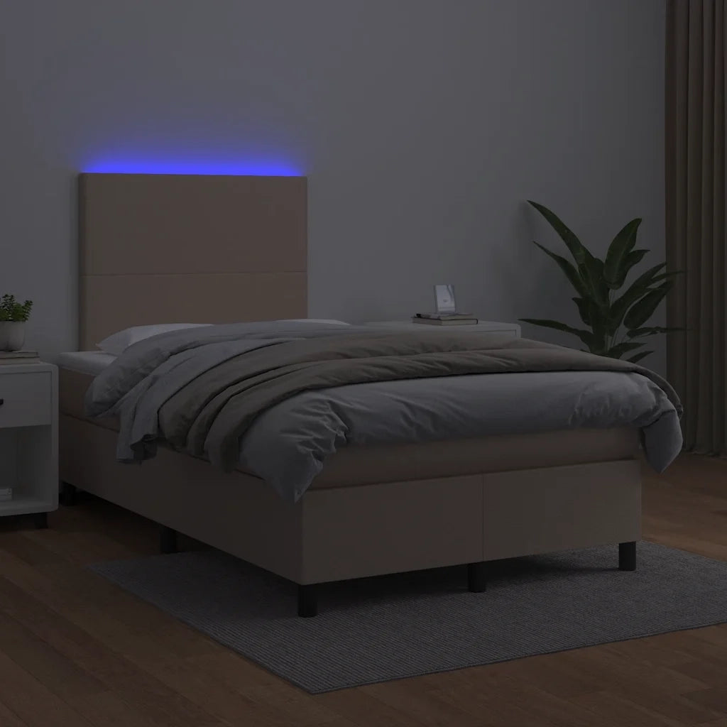 Giroletto Molle Materasso e LED Cappuccino 120x190cm Similpelle 3270286