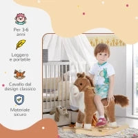 Cavallo a Dondolo Giocattolo con Suoni Realistici per Bambini 36-72 Mesi, Include 2 Batterie AA, Marrone