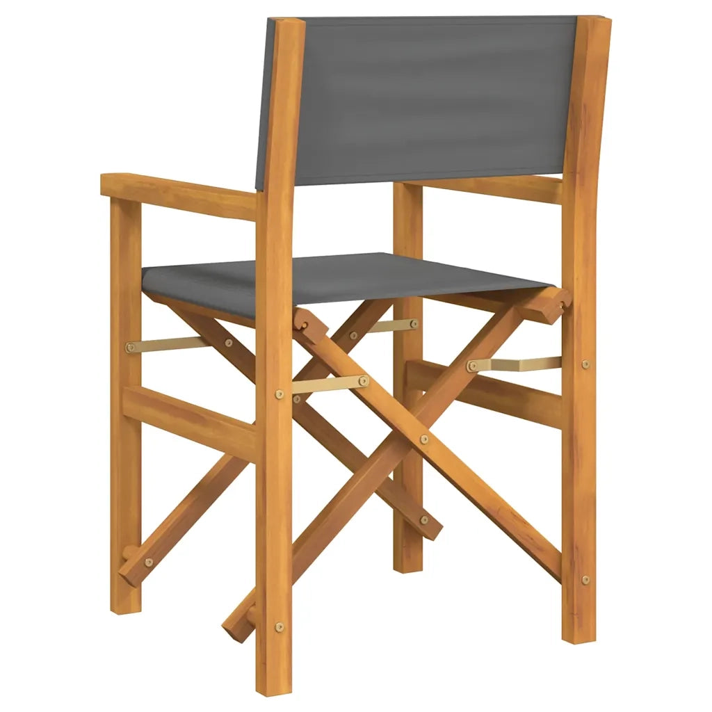vidaXL Sedie da Regista Pieghevoli 2 pz Grigio Legno Massello di Teak