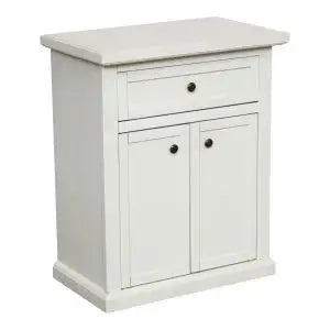 Mobiletto entratina in legno Shabby chic bianco 2 ante 1 cassetto telaio