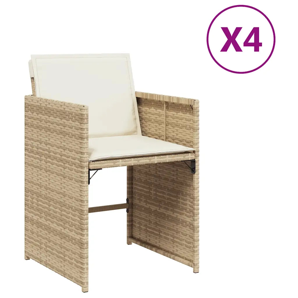 Sedie da Giardino con Cuscini 4 pz | Sedie da Esterno Beige in Polyrattan