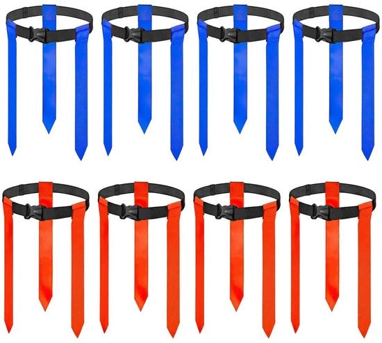 Set di Calcio per 8 Giocatori - Riem di Regolazione - Bandierine per Allenamento - Nylon/Tessuto - Multifunzionale - 2,5 x 118cm - Set di Bandierine per Calcio