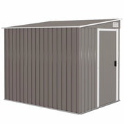 Capanno Attrezzi 1.5x2m con Base Porta Scorrevole e Tetto Inclinato in Metallo Grigio Chiaro