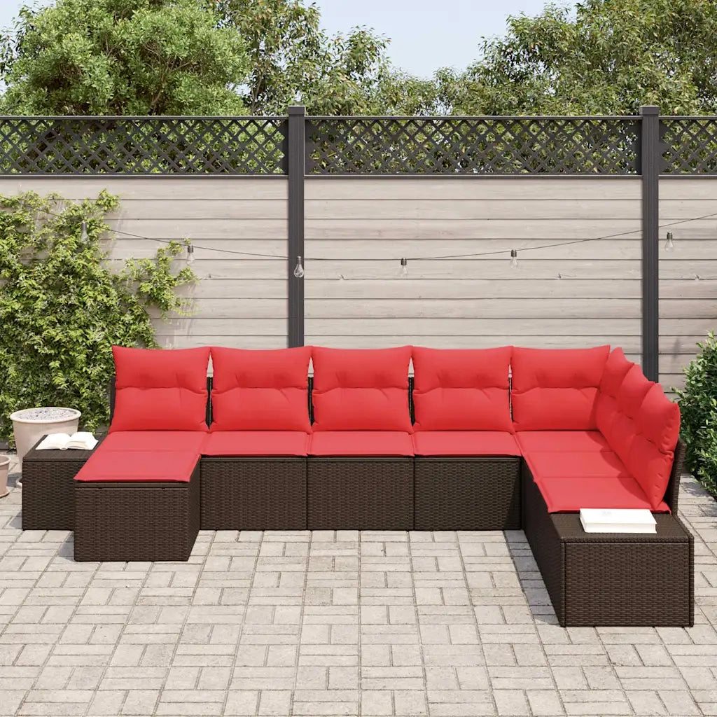 Set Divano da Giardino con cuscino 8 pcs Marrone polyrattan 3347184