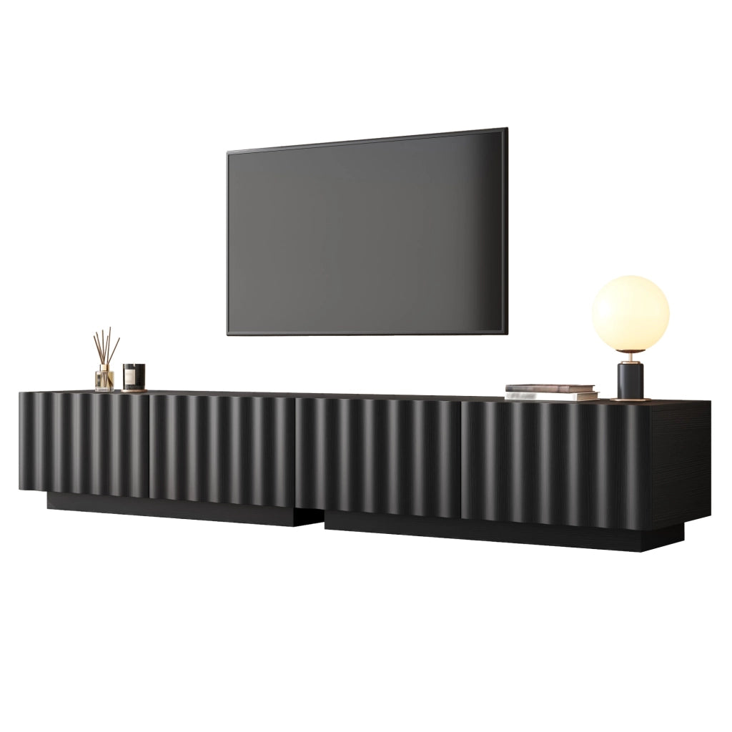 Mobile TV con Anta a Onda e Vano Contenitore ¨C MINIMAL ¨C Bianco/Nero, Push-to-Open