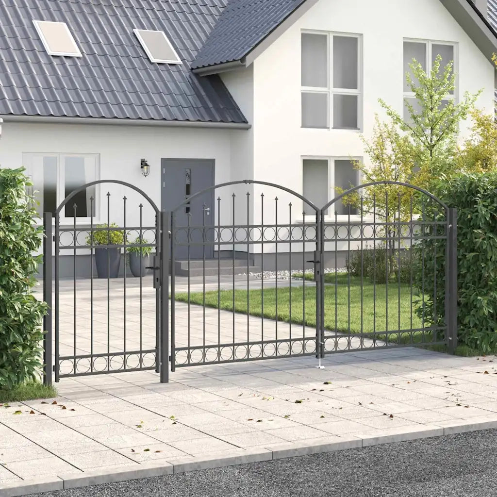Cancello da Giardino con Parte Superiore Arcuata Assen Grigio