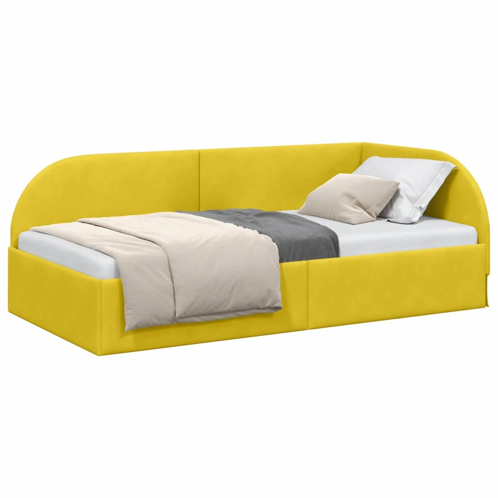 Cornice del letto ad angolo Giallo 90 cm x 200 cm Velluto