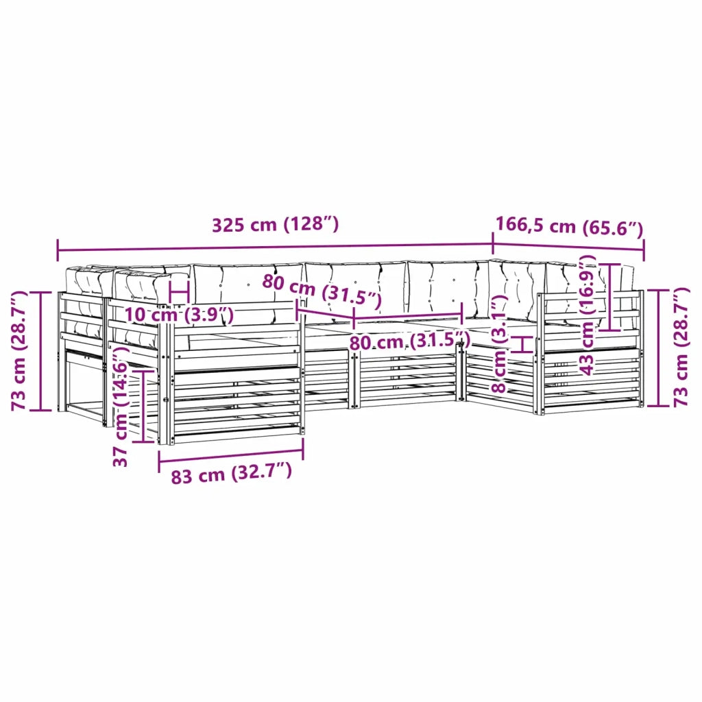 Set di divani da esterno 6 pcs Grigio Naturale e Chiaro 3374001