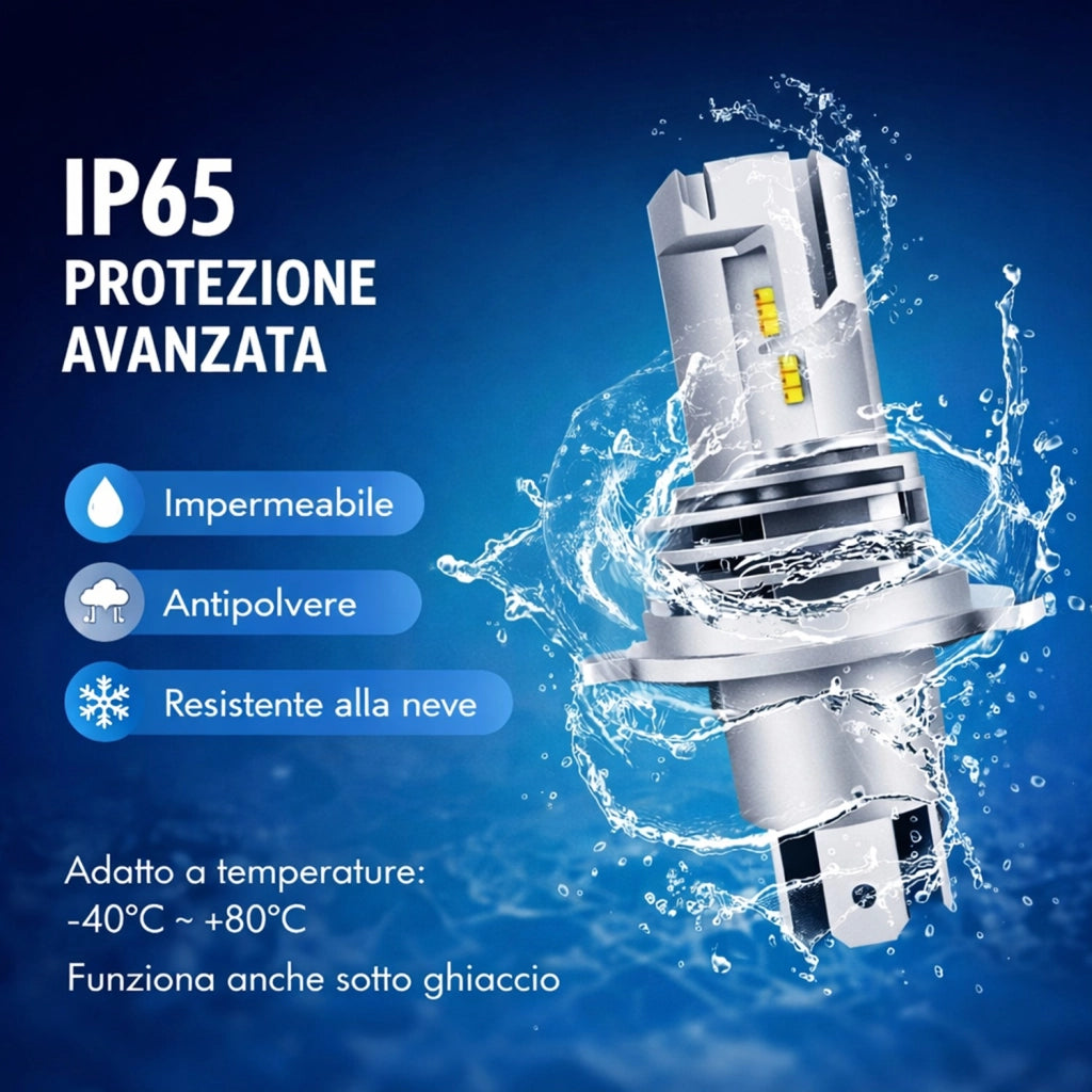 Coppia lampade a LED per Auto Moto H4 6500K 55W  luce bianca  Art.11905