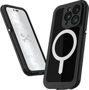 Scocca Full Body Sottile - Protezione della Fotocamera - Protettore dello Schermo - Impermeabile - Design Navale - MagSafe - Magnetico - Nero - 2022 - iPhone 14 Pro - 6.1 pollici