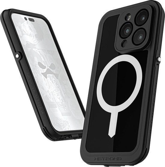 Scocca Full Body Sottile - Protezione della Fotocamera - Protettore dello Schermo - Impermeabile - Design Navale - MagSafe - Magnetico - Nero - 2022 - iPhone 14 Pro - 6.1 pollici