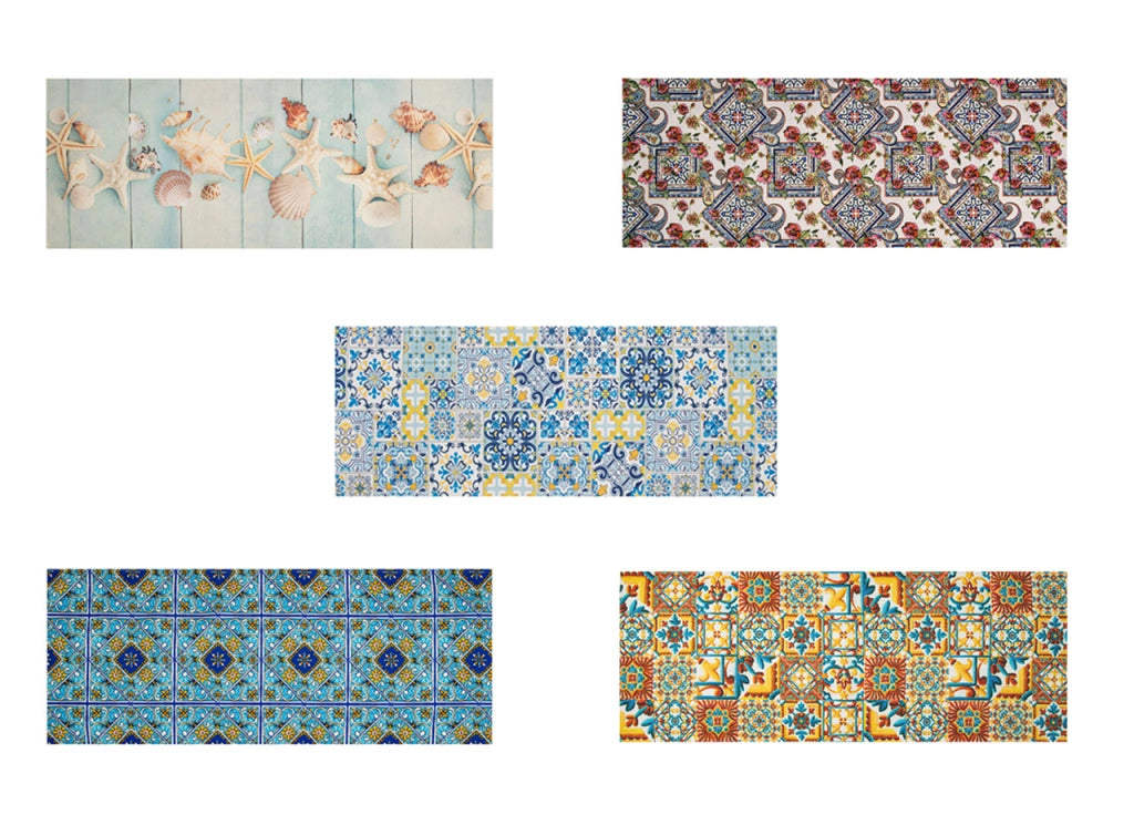Tappeto Cucina Antiscivolo Stampa Digitale Emozioni Fantasie Maiolica Marina - 58x240 - Milleunanotte