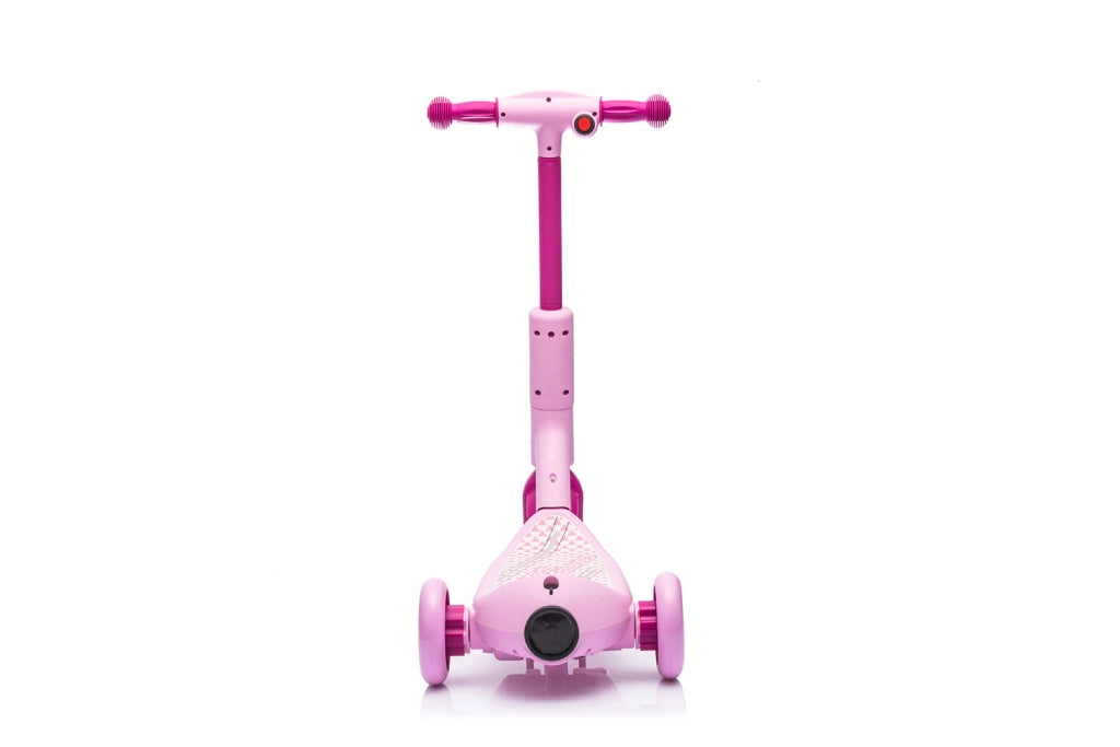 Monopattino Elettrico Deluxe a 3 Ruote 67x32x69 cm Luci LED RGB Casco e Protezioni Incluse Rosa
