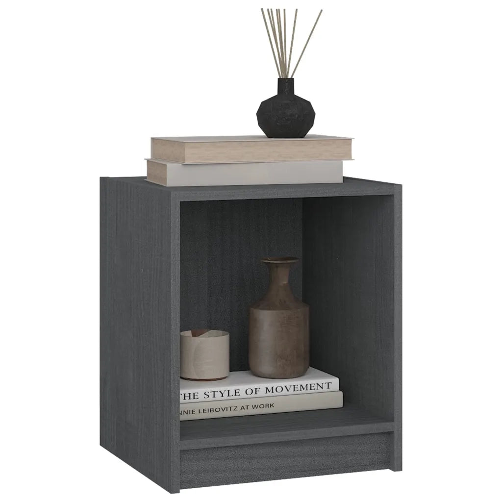 Comodini 2 pz Grigi 35,5x33,5x41,5 cm in Legno Massello di Pino cod mxl 30434