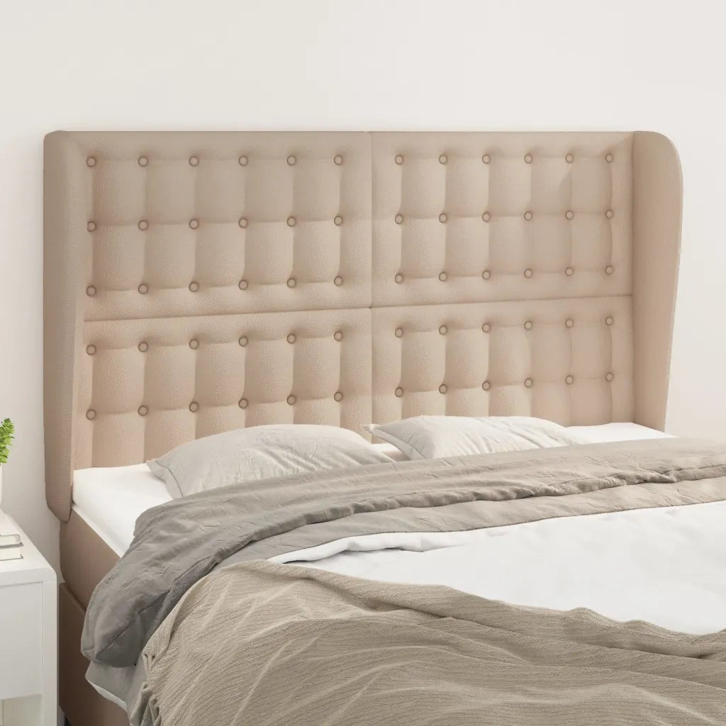 Testiera ad Orecchio-Testata con Orecchie Cappuccino 147x23x118/128 cm in Similpelle