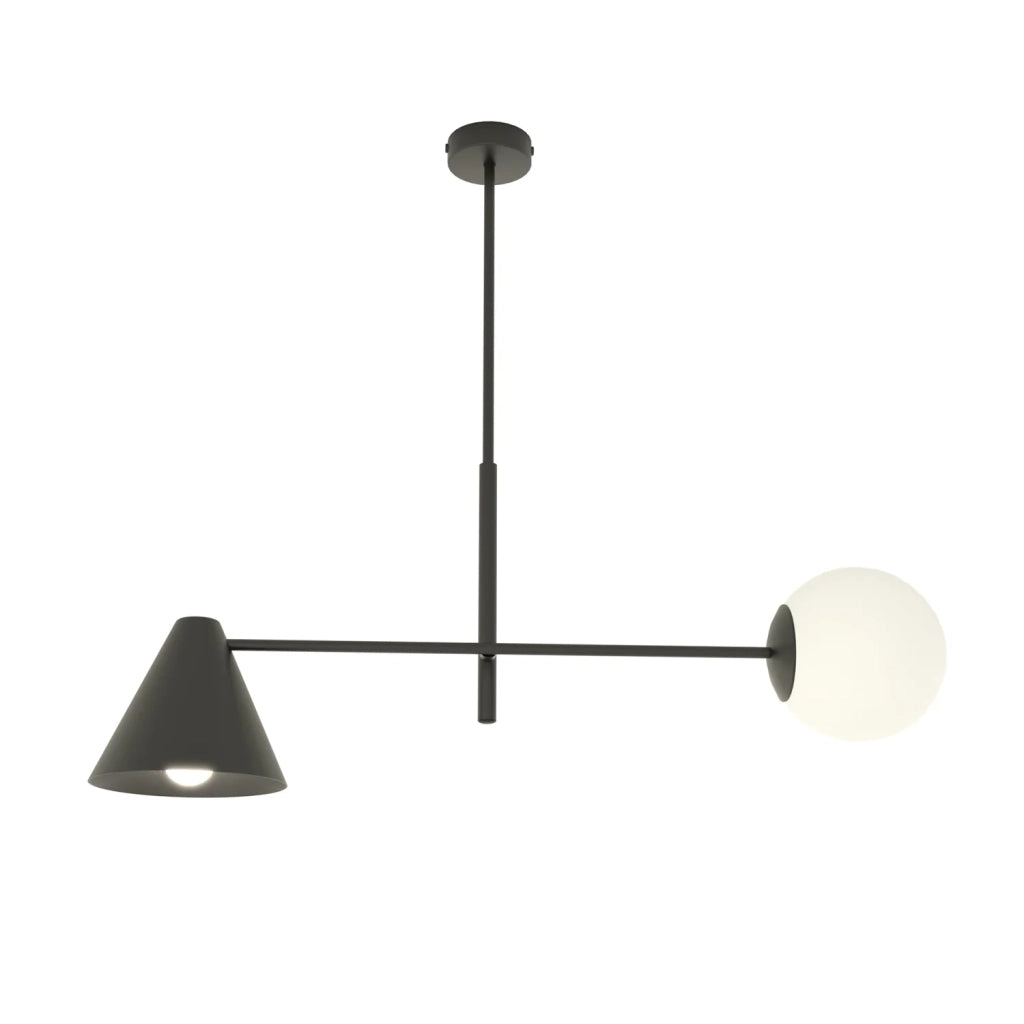 Plafoniera Moderna Industrial Njord 2 Luci Nero