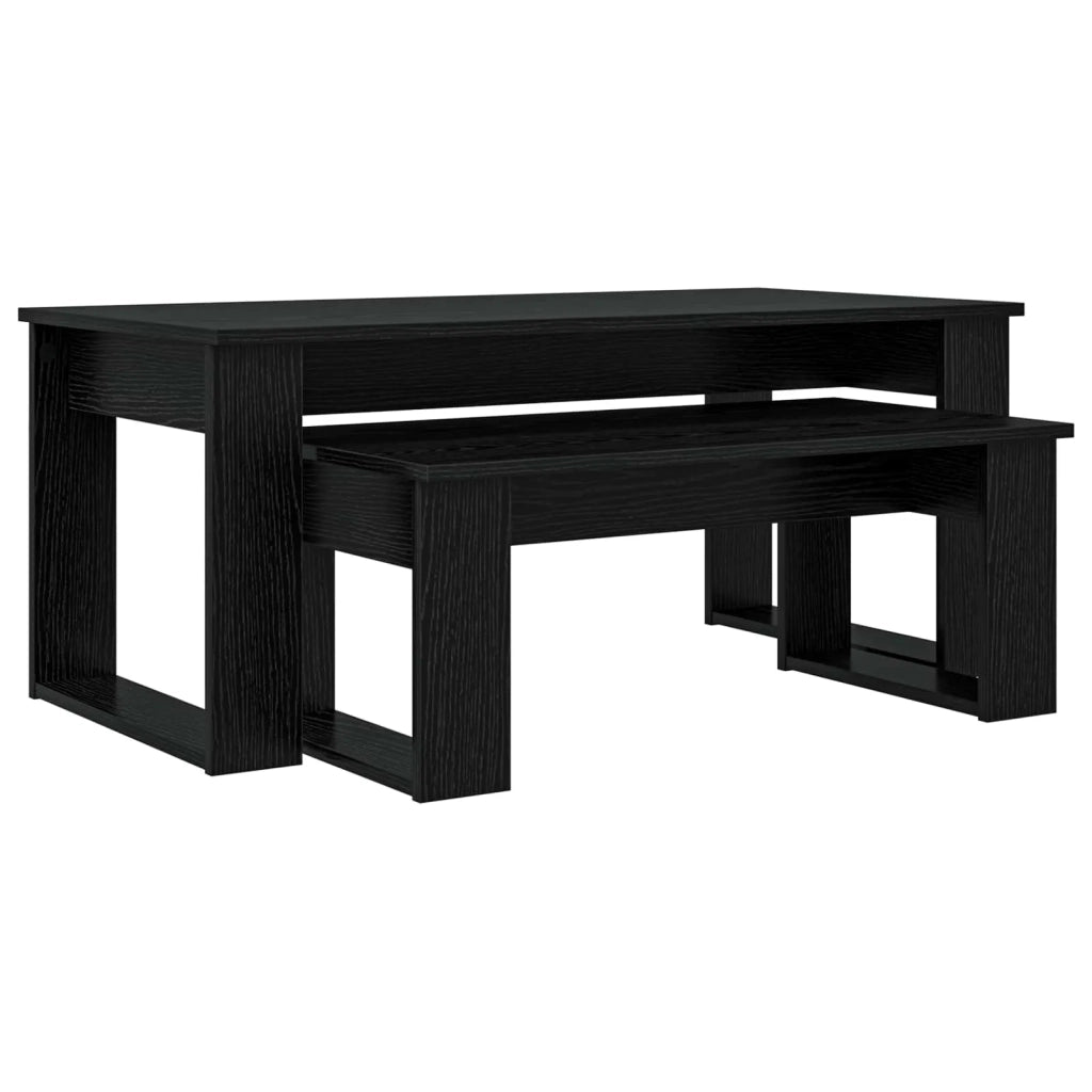 Set di Tavolini da Caffè 2 pcs Rovere Nero Legno multistrato