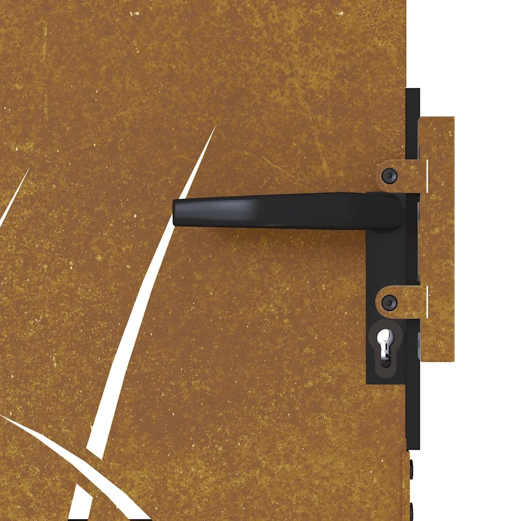 Cancello da giardino 100x200 cm in acciaio Corten con design erba 153231