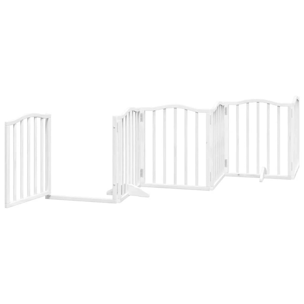Cancelletto di sicurezza per cani porta pieghevole 9 pannelli legno di pioppo bianco 02_0023287