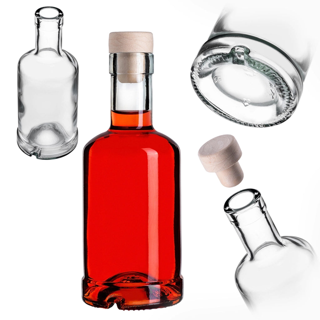 Bottiglie in vetro KADAX Tadek da 250 ml per vino, liquori, distillati, confezione da 10 pezzi con tappo di sughero