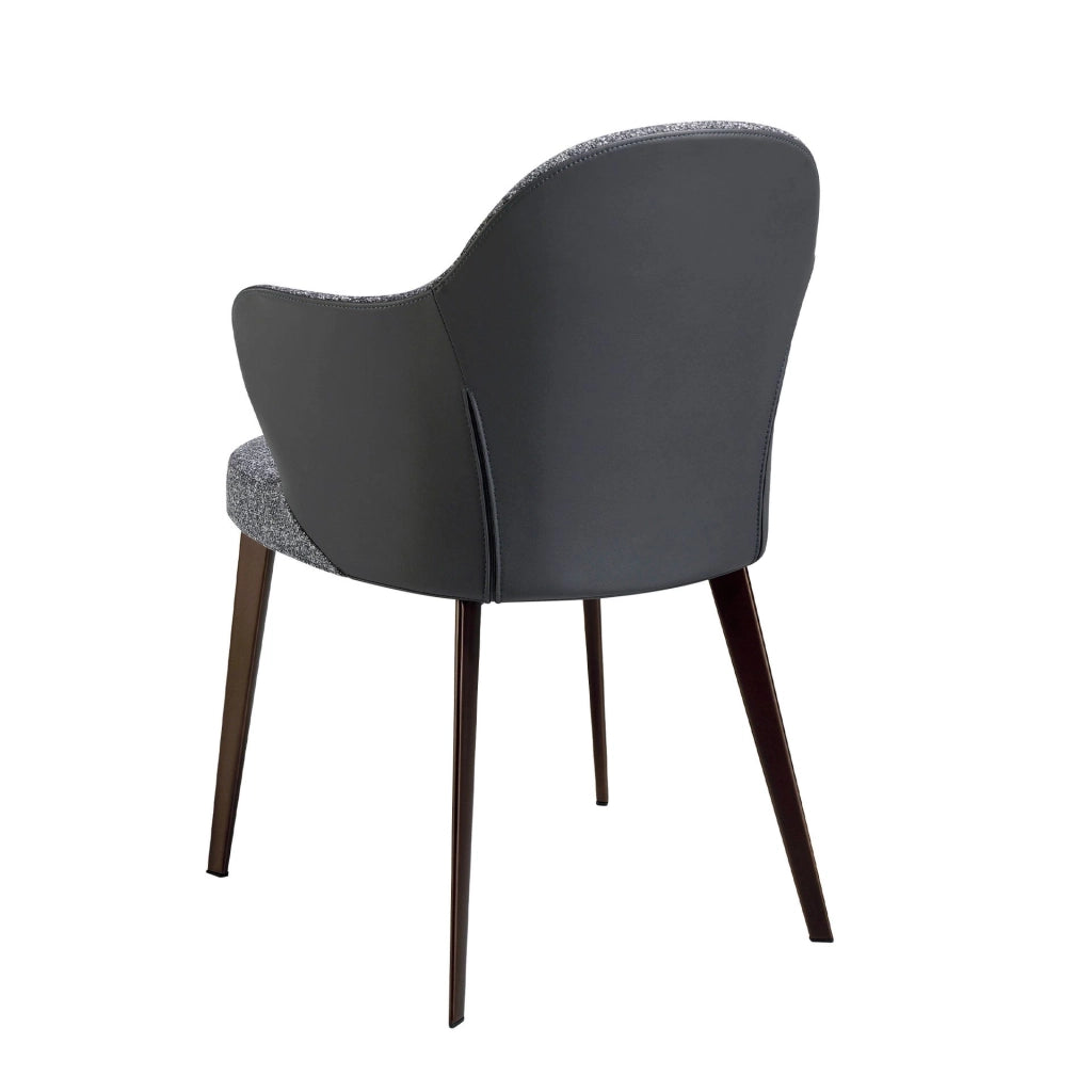 Sedia in tessuto ed ecopelle grigio scuro