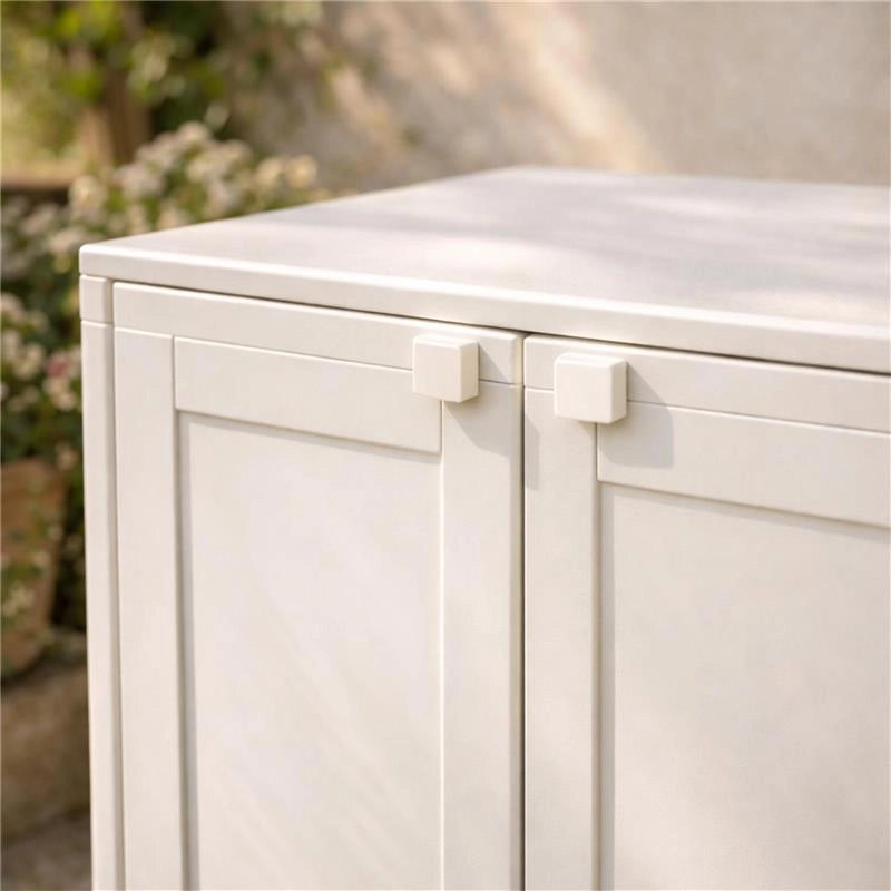 ARMADIO BASSO 79X43X85.5 CM 2 ANTE PANNA – MOBILE COMPATTO SALVASPAZIO PER LAVANDERIA E INGRESSO