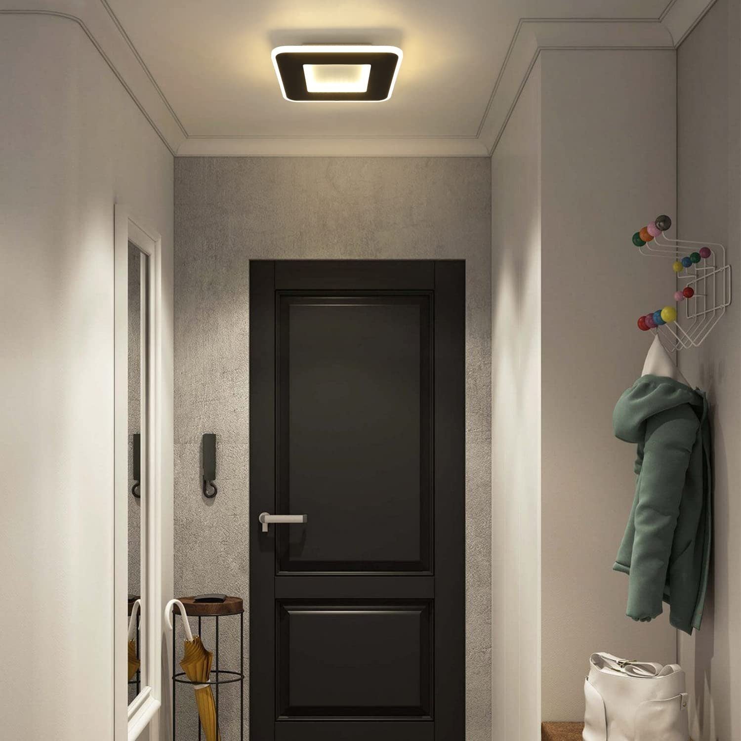 ZMH Lampada da soffitto LED bianca e nera per corridoio, 24 cm, per soggiorno