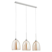 Lampadario Alfa Ronda vetro ambra cromo 3 luci E27