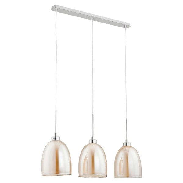 Lampadario Alfa Ronda vetro ambra cromo 3 luci E27