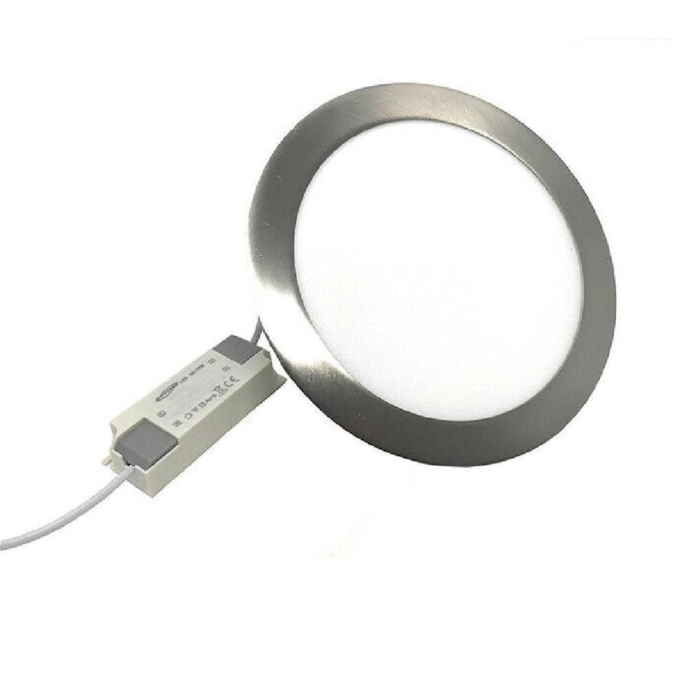 Trade Shop - Pannello Led Slim 18w Incasso Tondo Bordo Silver Luce 3000k 4000k 6500k P205aa -
