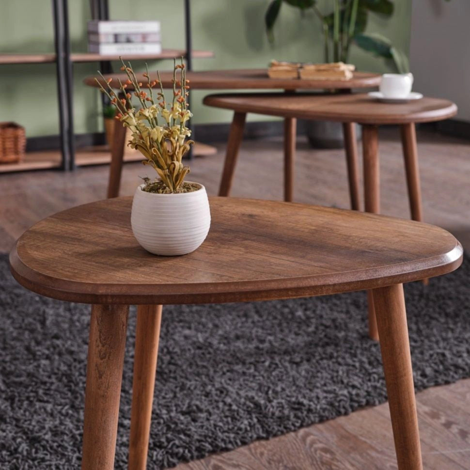 Set di tavolini in legno "Alvin" 80 x 52 x 50 cm - Noce