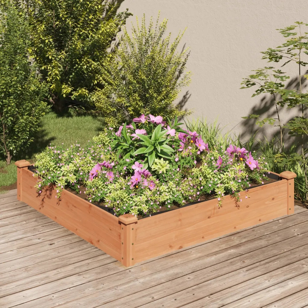 Fioriera da Giardino Fodera Marrone 120x120x25cm Massello Abetecod mxl 104939