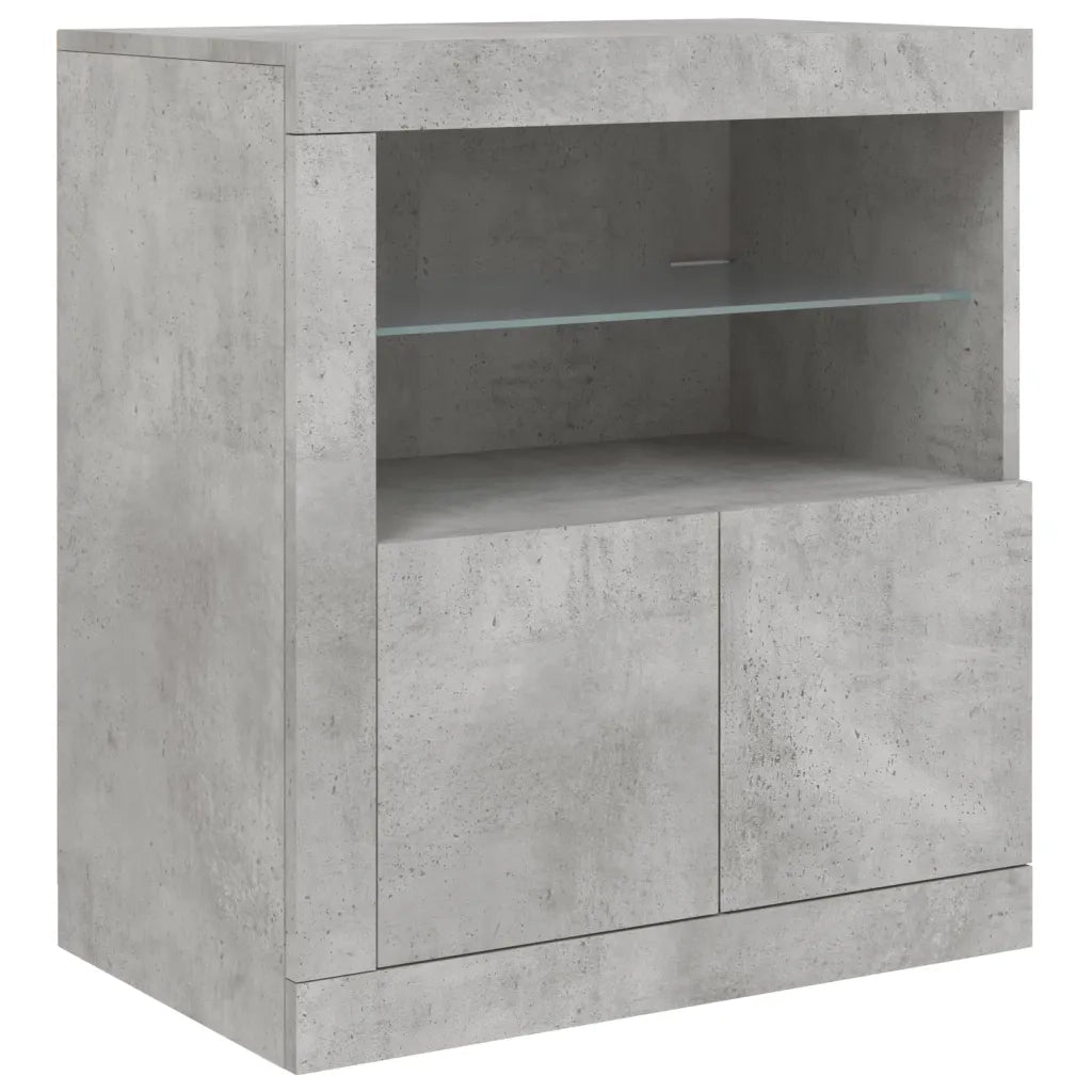 vidaXL Credenza con Luci LED Grigio Cemento 162x37x67 cm