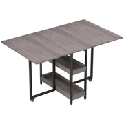 TAVOLO PIEGHEVOLE A 2 RIBALTE PER 4 PERSONE CON 2 RIPIANI APERTI, IN LEGNO E METALLO, 133.4X80X75 CM, GRIGIO