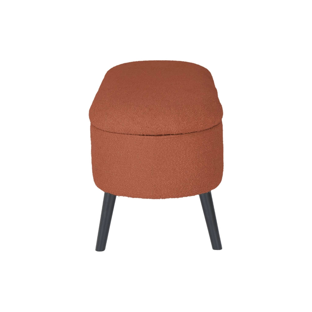Cassapanca con rivestimento bouclé, color ruggine